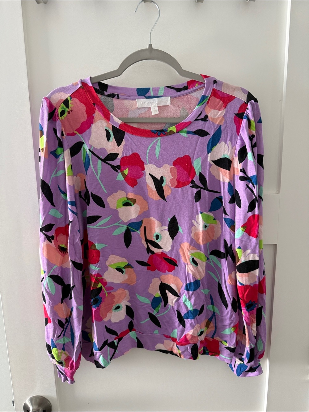Adyson Parker Lavender Floral Long Sleeve Tee with Multicolor Blooms
